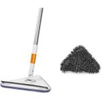 Teleskopik Üçgen Cam Silme Aparatı Mikrofiber Mop Sprey - Bej - Seçenek 1