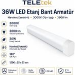 TELEtek 36w 3000k Gün Işığı 3600lm Led Etanj Hareket Sensörlü Beyaz Bant Armatür