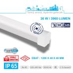 Teletek LED Etanj 36W Radar Hareket ve Acil Durum Kitli - Otopark, Depo ve Garaj Tipi - Su Geçirmez Tavan Lambası - BEYAZ GÖVDE - 6500K - Beyaz