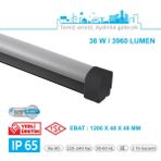 Teletek LED Etanj Aydınlatma 36W - Otopark, Depo ve Garaj Tipi - Su Geçirmez Tavan Lambası - SİYAH - 3000K - Gün Işığı