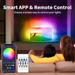 Televizyon ve Bilgisayar Arkası Sese Duyarlı Animasyonlu Rgb Kumandalı 5 Metre Neon Şerit Hortum LED USB ve App Uyumlu