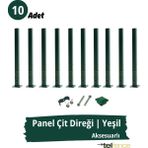 Telfence Panel Çit Direği , Montaj Aksesuarları Dahil - 10 Adet - 99 Cm - Yeşil