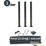 Telfence Panel Çit Direği , Montaj Aksesuarları Dahil - 3 Adet - 150 Cm - Antrasit
