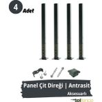 Telfence Panel Çit Direği , Montaj Aksesuarları Dahil - 4 Adet - 100 Cm - Antrasit