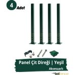 Telfence Panel Çit Direği , Montaj Aksesuarları Dahil - 4 Adet - 120 Cm - Yeşil