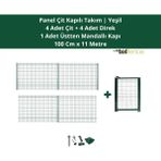 Telfence Panel Çit Takım 11 Metre ( 4 Çit + 4 Direk + Mandallı Kapı ) Avantaj Paketi Bahçe Çiti - 100 x 1100 Cm - Yeşil