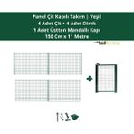 Telfence Panel Çit Takım 11 Metre ( 4 Çit + 4 Direk + Mandallı Kapı ) Avantaj Paketi Bahçe Çiti - 150 x 1100 Cm - Yeşil