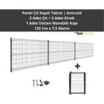 Telfence Panel Çit Takım 8,5 Metre ( 3 Çit + 3 Direk + Mandallı Kapı ) Avantaj Paketi Bahçe Çiti - 120 x 850 Cm - Antrasit