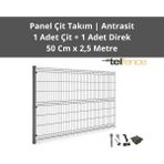 Telfence Panel Çit Takımı (1 Çit + 1 Direk ) Avantaj Paketi Bahçe Çiti - 50 Cm x 250 Cm - Antrasit