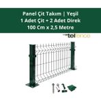 Telfence Panel Çit Takımı ( 1 Çit + 2 Direk ) Avantaj Paketi Bahçe Çiti - 2,5 Metre - 100 x 250 Cm - Yeşil