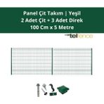 Telfence Panel Çit Takımı ( 2 Çit + 3 Direk ) Avantaj Paketi Bahçe Çiti - 5 Metre - 100 x 500 Cm - Yeşil