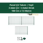 Telfence Panel Çit Takımı ( 3 Çit + 4 Direk ) Avantaj Paketi Bahçe Çiti - 7,5 Metre - 100 x 750 Cm - Yeşil