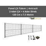 Telfence Panel Çit Takımı ( 3 Çit + 4 Direk ) Avantaj Paketi Bahçe Çiti - 7,5 Metre - 120 x 750 Cm - Antrasit