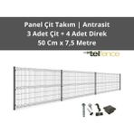 Telfence Panel Çit Takımı ( 3 Çit + 4 Direk ) Avantaj Paketi Bahçe Çiti - 7,5 Metre - 50 x 750 Cm - Antrasit