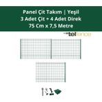 Telfence Panel Çit Takımı ( 3 Çit + 4 Direk ) Avantaj Paketi Bahçe Çiti - 7,5 Metre - 75 x 750 Cm - Yeşil