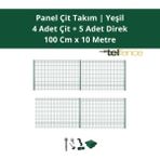Telfence Panel Çit Takımı ( 4 Çit + 5 Direk ) Avantaj Paketi Bahçe Çiti - 10 Metre - 100 x 1000 Cm - Yeşil