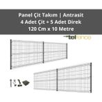 Telfence Panel Çit Takımı ( 4 Çit + 5 Direk ) Avantaj Paketi Bahçe Çiti - 10 Metre - 119 x 1000 Cm - Antrasit
