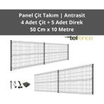 Telfence Panel Çit Takımı ( 4 Çit + 5 Direk ) Avantaj Paketi Bahçe Çiti - 10 Metre - 49 x 1000 Cm - Antrasit