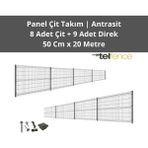 Telfence Panel Çit Takımı ( 8 Çit + 9 Direk ) Avantaj Paketi Bahçe Çiti - 20 Metre - 50 x 2000 Cm - Antrasit