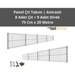 Telfence Panel Çit Takımı ( 8 Çit + 9 Direk ) Avantaj Paketi Bahçe Çiti - 20 Metre - 74 x 2000 Cm - Antrasit