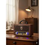 Telkur M-115BT Nostaljik Radyo Görünümlü LED Işıklı Bluetooth,hafıza Kartı,usb Bellek,aux ve Radyo Destekli Hoparlör Kapalı Ahşap - Çok Renkli