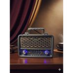 Telkur M-1918BT Nostaljik Radyo Görünümlü LED Işıklı Bluetooth,hafıza Kartı,usb Bellek,aux ve Radyo Destekli Hoparlör Siyah - Çok Renkli