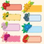 Tellgraf Reklam Hizmetleri Çiçek Görselli Okul Etiketi(Stickerı) (2x6 cm 24 Adet)