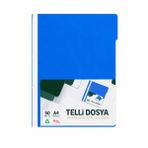 Telli Dosya Mavi A4 – 50'li Paket Plastik Klasör Delikli