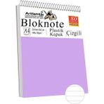 Telli Masaüstü Not Defteri Çizgili A4 1 Adet Masa Üstü Plastik Kapaklı Spiralli Bloknot Blocknote 80 Yaprak Okul Ofis - Lila
