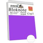 Telli Masaüstü Not Defteri Çizgili A4 1 Adet Masa Üstü Plastik Kapaklı Spiralli Bloknot Blocknote 80 Yaprak Okul Ofis - Mor