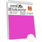 Telli Masaüstü Not Defteri Çizgili A4 1 Adet Masa Üstü Plastik Kapaklı Spiralli Bloknot Blocknote 80 Yaprak Okul Ofis - Pembe
