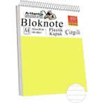 Telli Masaüstü Not Defteri Çizgili A4 1 Adet Masa Üstü Plastik Kapaklı Spiralli Bloknot Blocknote 80 Yaprak Okul Ofis - Sarı