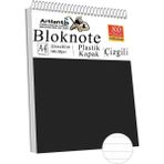 Telli Masaüstü Not Defteri Çizgili A4 1 Adet Masa Üstü Plastik Kapaklı Spiralli Bloknot Blocknote 80 Yaprak Okul Ofis - Siyah