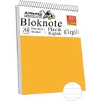 Telli Masaüstü Not Defteri Çizgili A4 1 Adet Masa Üstü Plastik Kapaklı Spiralli Bloknot Blocknote 80 Yaprak Okul Ofis - Turuncu
