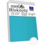 Telli Masaüstü Not Defteri Çizgili A5 Orta Boy 1 Adet Masa Üstü Plastik Kapaklı Spiralli Bloknot Blocknote 80 Yaprak - Açık Mavi