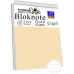 Telli Masaüstü Not Defteri Çizgili A5 Orta Boy 1 Adet Masa Üstü Plastik Kapaklı Spiralli Bloknot Blocknote 80 Yaprak - Krem
