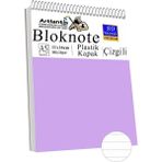 Telli Masaüstü Not Defteri Çizgili A5 Orta Boy 1 Adet Masa Üstü Plastik Kapaklı Spiralli Bloknot Blocknote 80 Yaprak - Lila