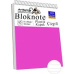 Telli Masaüstü Not Defteri Çizgili A5 Orta Boy 1 Adet Masa Üstü Plastik Kapaklı Spiralli Bloknot Blocknote 80 Yaprak - Pembe