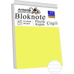 Telli Masaüstü Not Defteri Çizgili A5 Orta Boy 1 Adet Masa Üstü Plastik Kapaklı Spiralli Bloknot Blocknote 80 Yaprak - Sarı