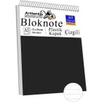 Telli Masaüstü Not Defteri Çizgili A5 Orta Boy 1 Adet Masa Üstü Plastik Kapaklı Spiralli Bloknot Blocknote 80 Yaprak - Siyah