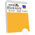Telli Masaüstü Not Defteri Çizgili A5 Orta Boy 1 Adet Masa Üstü Plastik Kapaklı Spiralli Bloknot Blocknote 80 Yaprak - Turuncu