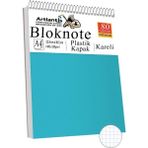 Telli Masaüstü Not Defteri Kareli A4 1 Adet Masa Üstü Plastik Kapaklı Spiralli Bloknot Blocknote 80 Yaprak Okul Ofis - Açık Mavi