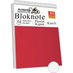 Telli Masaüstü Not Defteri Kareli A4 1 Adet Masa Üstü Plastik Kapaklı Spiralli Bloknot Blocknote 80 Yaprak Okul Ofis - Kırmızı