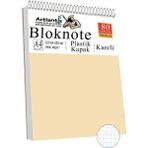 Telli Masaüstü Not Defteri Kareli A4 1 Adet Masa Üstü Plastik Kapaklı Spiralli Bloknot Blocknote 80 Yaprak Okul Ofis - Krem