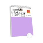 Telli Masaüstü Not Defteri Kareli A4 1 Adet Masa Üstü Plastik Kapaklı Spiralli Bloknot Blocknote 80 Yaprak Okul Ofis - Lila