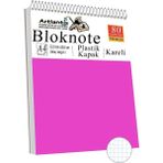 Telli Masaüstü Not Defteri Kareli A4 1 Adet Masa Üstü Plastik Kapaklı Spiralli Bloknot Blocknote 80 Yaprak Okul Ofis - Pembe