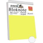 Telli Masaüstü Not Defteri Kareli A4 1 Adet Masa Üstü Plastik Kapaklı Spiralli Bloknot Blocknote 80 Yaprak Okul Ofis - Sarı