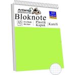Telli Masaüstü Not Defteri Kareli A5 Orta Boy 1 Adet Masa Üstü Plastik Kapaklı Spiralli Bloknot Blocknote 80 Yaprak Büro - Açık Yeşil