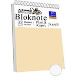 Telli Masaüstü Not Defteri Kareli A5 Orta Boy 1 Adet Masa Üstü Plastik Kapaklı Spiralli Bloknot Blocknote 80 Yaprak Büro - Krem
