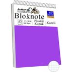Telli Masaüstü Not Defteri Kareli A5 Orta Boy 1 Adet Masa Üstü Plastik Kapaklı Spiralli Bloknot Blocknote 80 Yaprak Büro - Mor